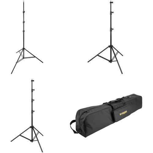 Impact Air Cushioned Three Light Stand Kit with Case