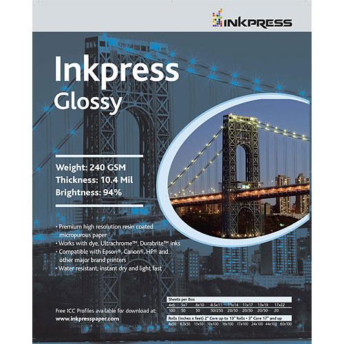 Inkpress Media Photochrome RC U-Glossy Paper for Inkjet - 4" Wide Roll - 33