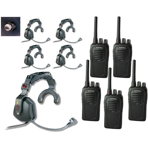 Eartec 5-User SC-1000 2-Way Radio with Ultra Single Shell Mount PTT Headsets