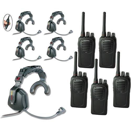 Eartec 5-User SC-1000 Two-Way Radio with Ultra Single Inline PTT Headsets