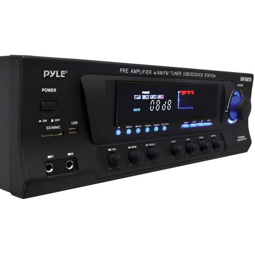 Pyle Pro PT270AIU 300 Watts Stereo Receiver AM-FM Tuner, USB SD, iPod Docking Station & Subwoofer Control, Pyle, Pro, PT270AIU, 300, Watts, Stereo, Receiver, AM-FM, Tuner, USB, SD, iPod, Docking, Station, &, Subwoofer, Control