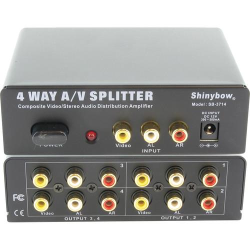 Shinybow SB-3714 1 x 4 Composite Video & Stereo Audio Distribution Amplifier