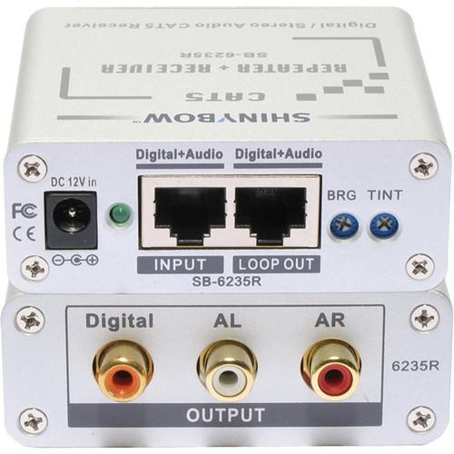 Shinybow SB-6235R CAT5 Composite Video Digital Stereo Audio Receiver Repeater