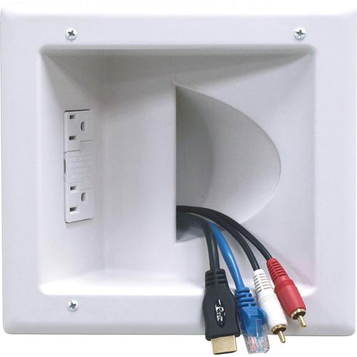 Peerless-AV Recessed Low Voltage Media Plate with Duplex Surge Suppressor