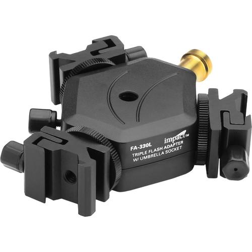 Impact FA-330L Adjustable Locking Triple Flash Adapter with Umbrella Socket