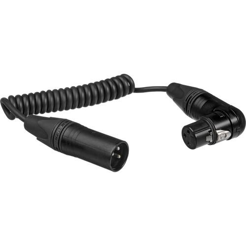 Kopul Coiled 3-Pin XLR-M to Angled 3-Pin XLR-F Cable - 3 to 18" , Black