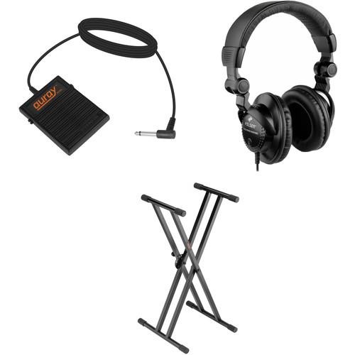 Photo Video X-Stand with Headphones and Foot Switch - Keyboard Essentials Bundle