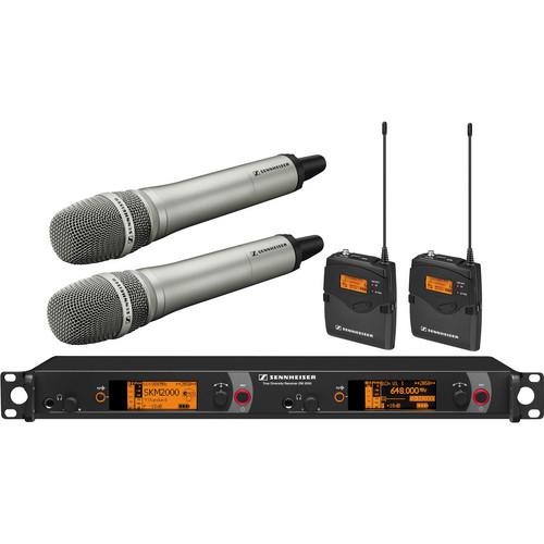 Sennheiser 2000 Series Dual Handheld Bodypack Wireless Microphone System with KK 205 Capsules