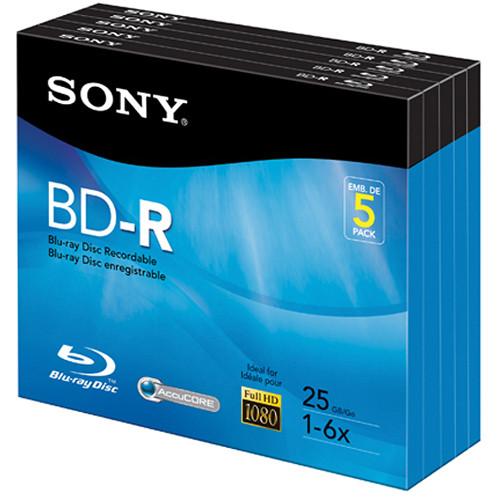 Sony BD-R Blu-Ray Recordable Disc 6x 25 GB with Slim Case