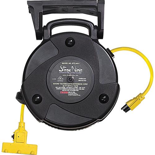 Stage Ninja 14-AWG 3-Outlet Retractable Power Reel with Circuit Breaker