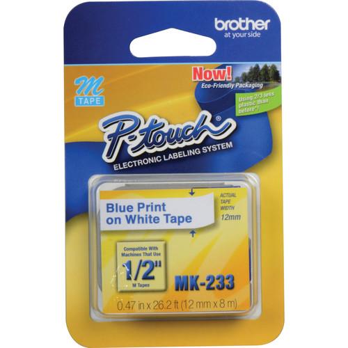 Brother 0.47" Blue on White "M" Labeling Tape