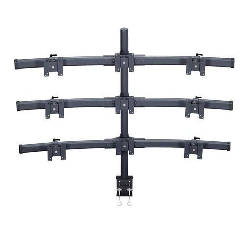 Premier Mounts MM-BC429 3 Triple Monitor Curved Bows on 42" Pole with Clamp Base