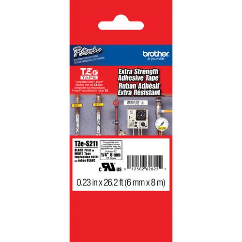 Brother TZeS211 Tape with Extra-Strength Adhesive for P-Touch Labelers