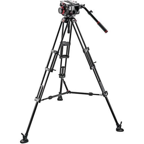 Manfrotto 509HD Video Head & 545B Aluminum Tripod Pro Middle-Twin Kit 100