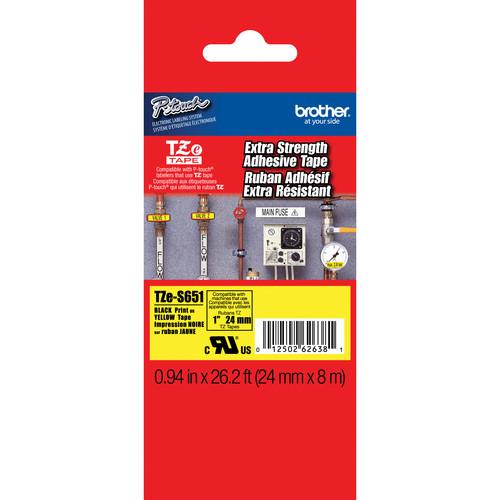 Brother TZeS651 Tape with Extra-Strength Adhesive for P-Touch Labelers