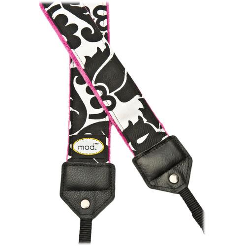 Mod Black & Pink Damask Camera Strap Black and White Damask Pattern