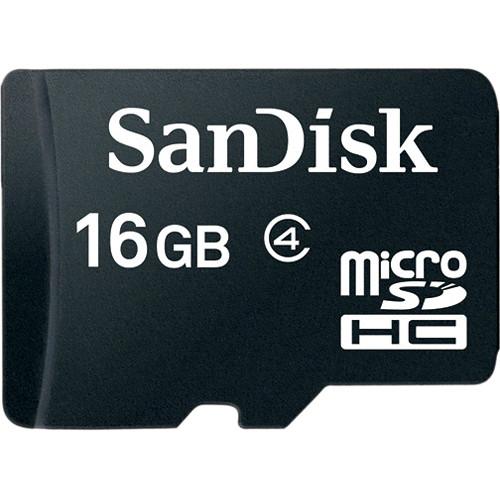 SanDisk 16GB microSDHC Memory Card Class 4 With SD Adapter