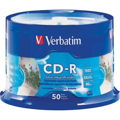 Verbatim CD-R 700MB 52x Silver Inkjet Printable Recordable Compact Disc