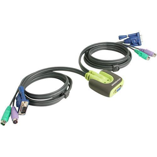 IOGEAR 2-Port MiniView PS2 Micro KVM switch with Built-in 6' Cable, IOGEAR, 2-Port, MiniView, PS2, Micro, KVM, switch, with, Built-in, 6', Cable