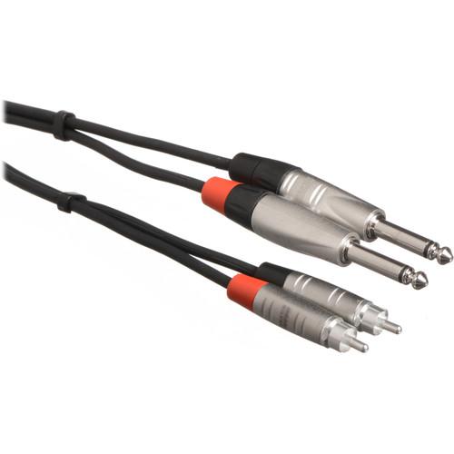 Hosa Technology HPR-0015X2 Dual 1 4" TS Male to Dual RCA Male Stereo Audio Cable