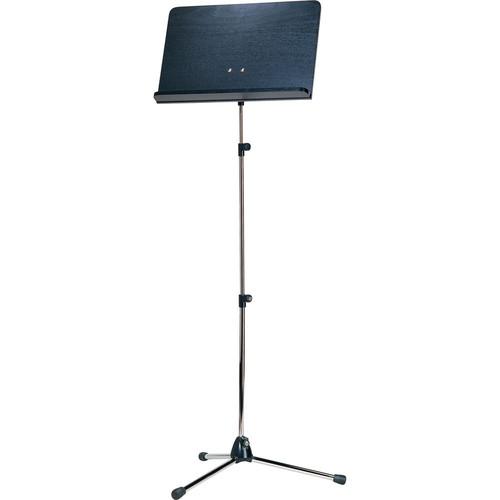 K&M Orchestra Nickel Music Stand with Black Wooden Desk