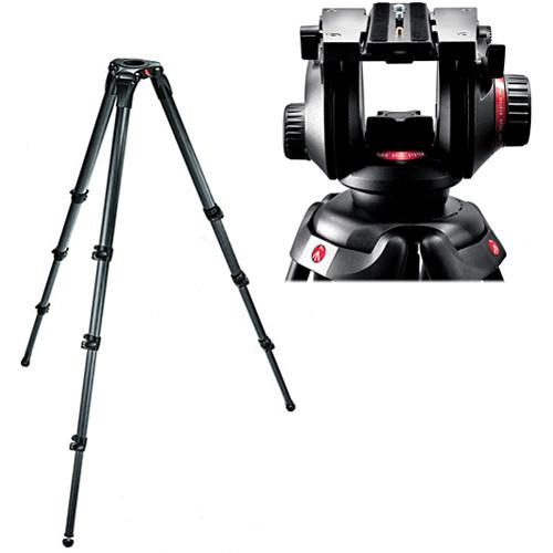 Manfrotto 504HD Video Fluid Head w 536 4-Section Carbon Fiber Tripod Kit