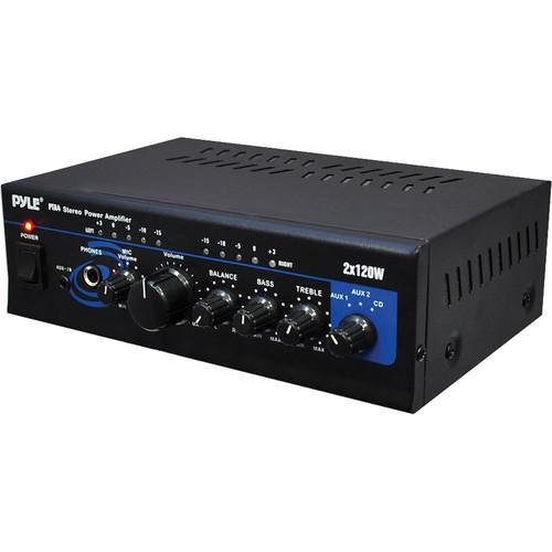 Pyle Pro PTA4 Mini 2 x 120 Watt Stereo Power Amplifier w AUX CD Input