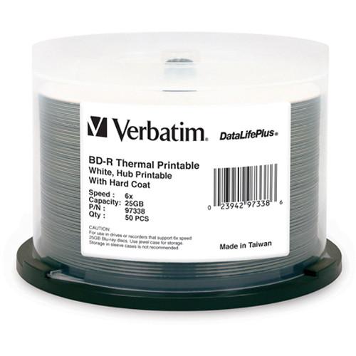 Verbatim 97338 BD-R 25GB 6x DataLifePlus White Thermal, Hub Printable Spindle