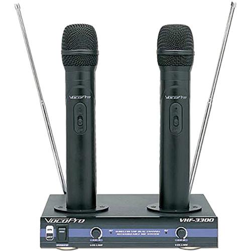 VocoPro VHF-3300 - 2 Channel VHF Rechargeable Wireless Microphone System
