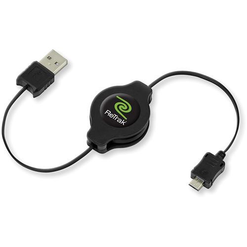 ReTrak Retractable USB 2.0 to Micro 5-Pin Cable