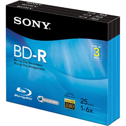 Sony BD-R Blu-Ray Recordable Disc 6x 25 GB with Slim Case