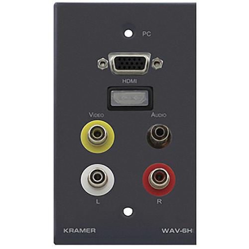 Kramer Passive Wall Plate with 15-Pin VGA HD, HDMI, 3.5mm, and AV RCA Connectors