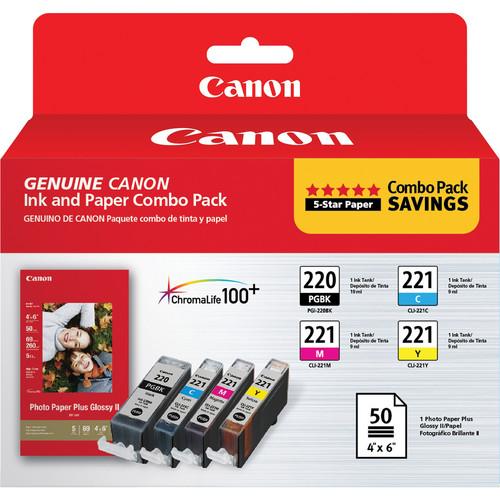 Canon PGI-220 CLI-221 Ink Tank Combo Pack with PP-201 Photo Paper