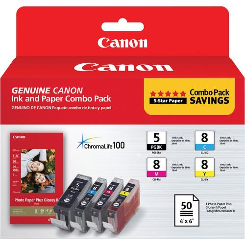 Canon PGI-5 CLI-8 Ink Tank Combo Pack with PP-201 Photo Paper