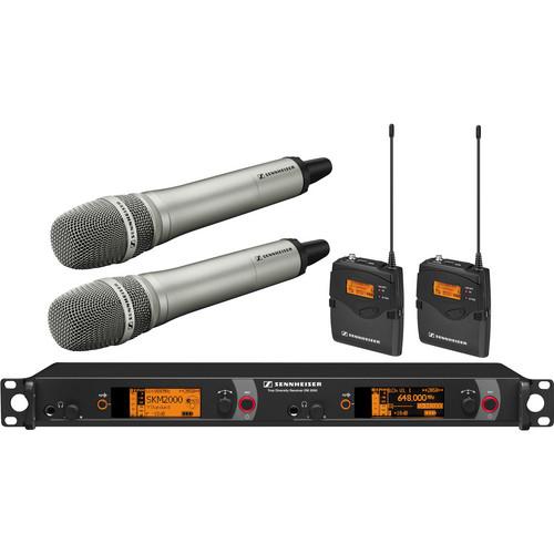 Sennheiser 2000 Series Dual Handheld Bodypack Wireless Microphone System with KK 205 Capsules