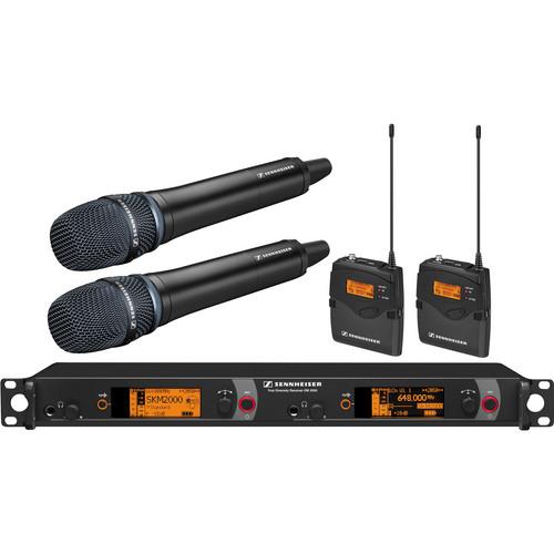 Sennheiser 2000 Series Dual Handheld and Dual Bodypack Transmitter Wireless Microphone System with Neumann KK 204 Capsules