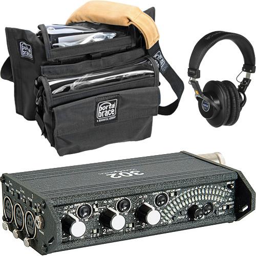 Sound Devices 302 Portable 3-Channel Field Mixer and Porta Brace MXC-302B Case Kit
