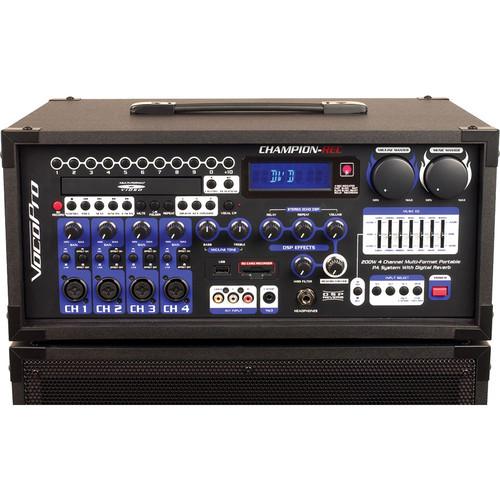 VocoPro CHAMPION-REC HEAD 4 200W 4-Channel Multi-Format Portable PA with Digital Recorder