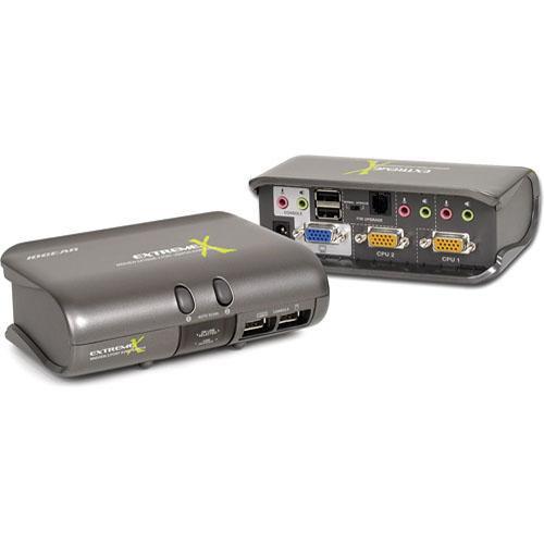 IOGEAR MiniView Extreme Multimedia KVMP Switch with USB Cables - 2-Port KVM, Peripherals and Audio with Optional PS 2