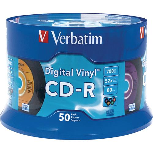 Verbatim CD-R 700MB Write Once 5-Color Digital Vinyl Recordable Compact Disc