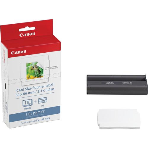 Canon KC-18IS Card Size Square Label Ink and Paper Pack