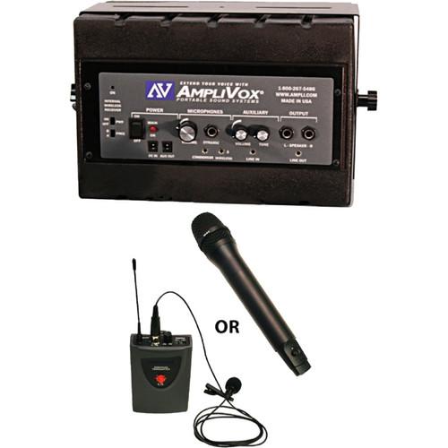 AmpliVox Sound Systems SW1230 Mity Box 50-Watt Powered Speaker with Wireless Receiver, Headset and Lavalier Mics