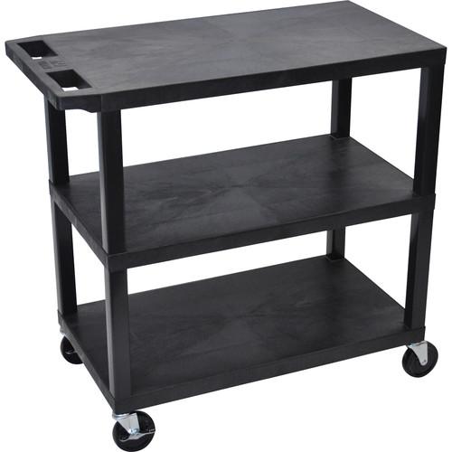 Luxor EC222-B 18 x 32" Three-Shelf Plastic Utility Cart