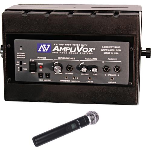 AmpliVox Sound Systems Mity Box 50W 16-Channel UHF Amplified Speaker with Wireless Microphone Kit
