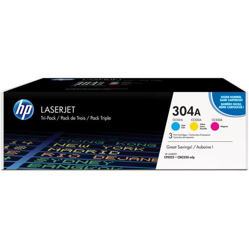 HP 304A LaserJet Cyan, Magenta, and Yellow Toner Cartridge 3-Pack