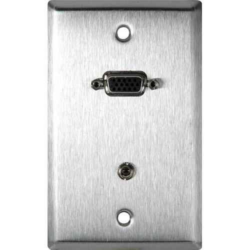 TecNec 1-Gang Stainless Plate with 15-pin HD Female TB and Stereo Mini Jack