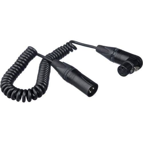 Kopul Coiled 3-Pin XLR-M to Angled 3-Pin XLR-F Cable - 8 to 24" , Black