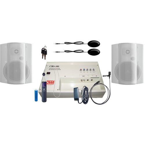 OWI Inc. CRS10183782W Speaker Package - CRS101 Infrared Wireless Microphone System with 2 P8378 Speakers