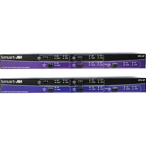 Smart-AVI SFX-4P 4-Port DVI-D and USB 2.0 Fiber Extender Set