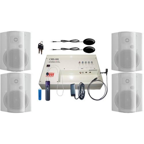 OWI Inc. CRS10183784W Speaker Package - CRS101 Infrared Wireless Microphone System with 4 P8378 Speakers